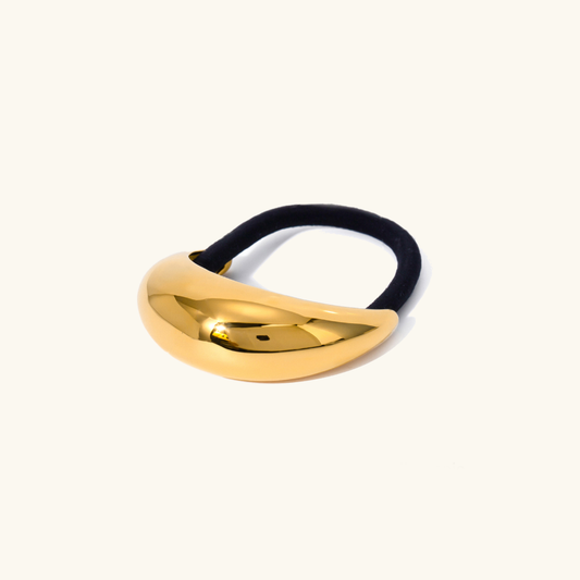 Mini Dome Ponytail Cuff with Gold Wedge Design – Hypoallergenic Hair Accessory 0