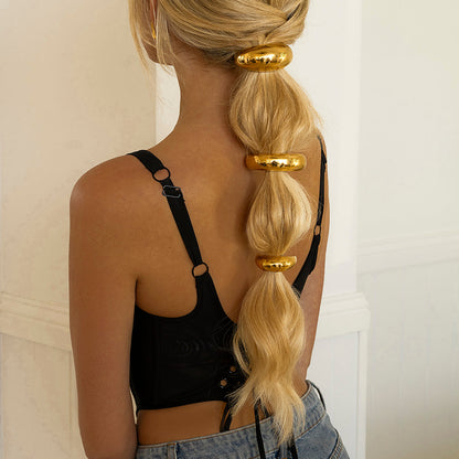 Mini Dome Ponytail Cuff with Gold Wedge Design – Hypoallergenic Hair Accessory 2