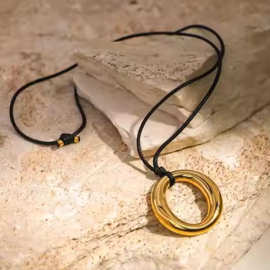 Minimalist Gold Necklace with Ring Pendant – Hypoallergenic Stainless Steel, Waterproof Design, 19 Inches 2