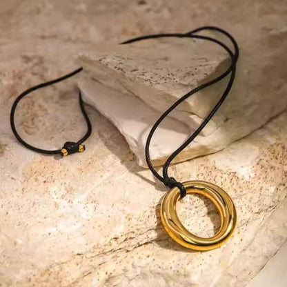 Minimalist Gold Necklace with Ring Pendant – Hypoallergenic Stainless Steel, Waterproof Design, 19 Inches 2