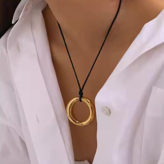 Minimalist Gold Necklace with Ring Pendant – Hypoallergenic Stainless Steel, Waterproof Design, 19 Inches 4