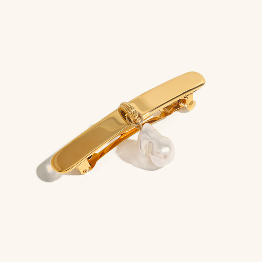Mirajane Pearl Hair Clip – 18k Gold-Plated Stainless Steel with Freshwater Pearl 0