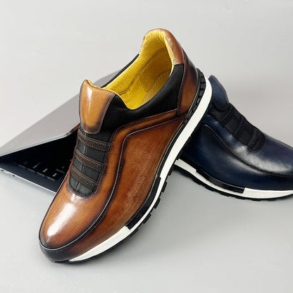 Men's Smooth Cowhide Leather Low-Top Sneakers – side view | Hensley London