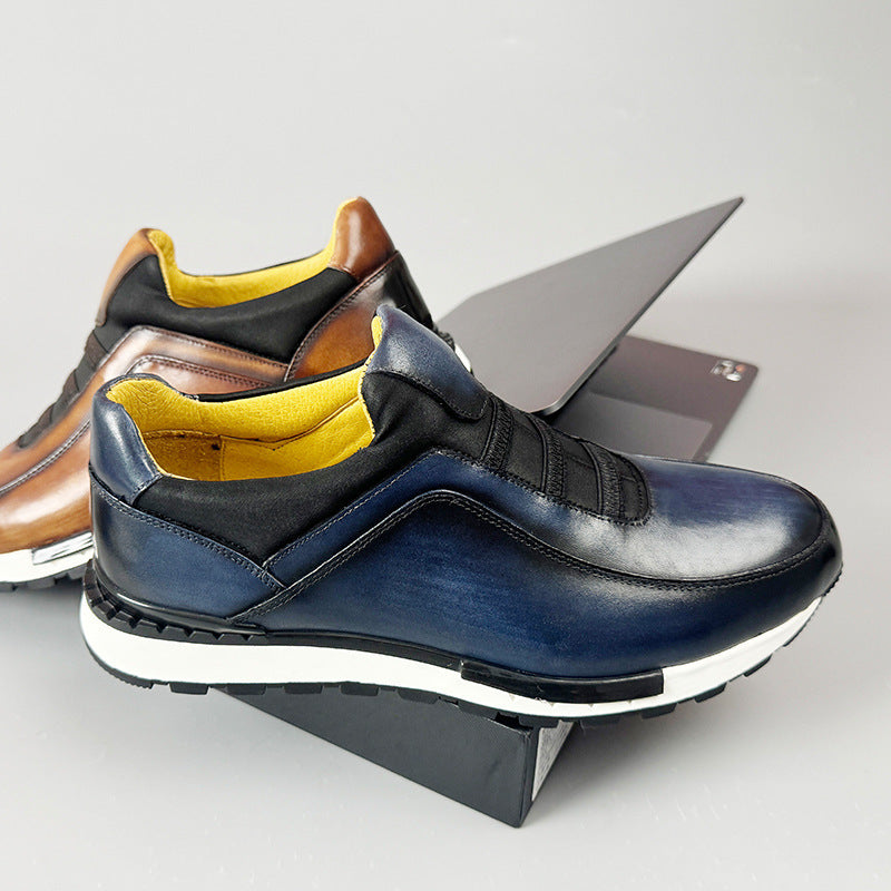Men's Smooth Cowhide Leather Low-Top Sneakers – back view | Hensley London