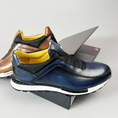 Men's Smooth Cowhide Leather Low-Top Sneakers – back view | Hensley London