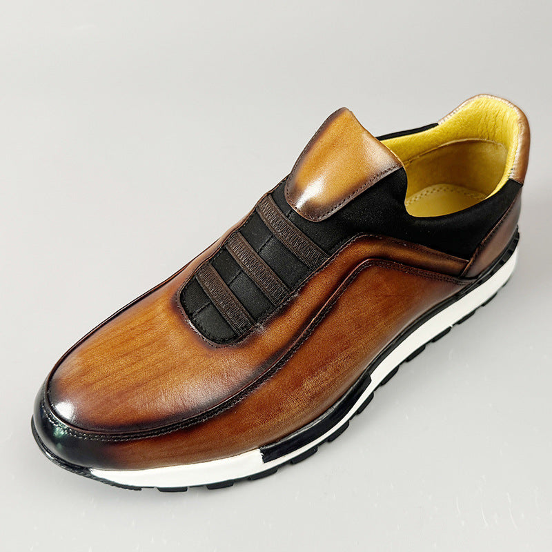 Men's Smooth Cowhide Leather Low-Top Sneakers – sole view | Hensley London