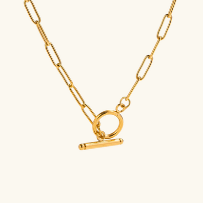 Modern 18k Gold Paper-Clip Necklace for Women - Hypoallergenic and Waterproof Interlocking Design, 17 Inches 0