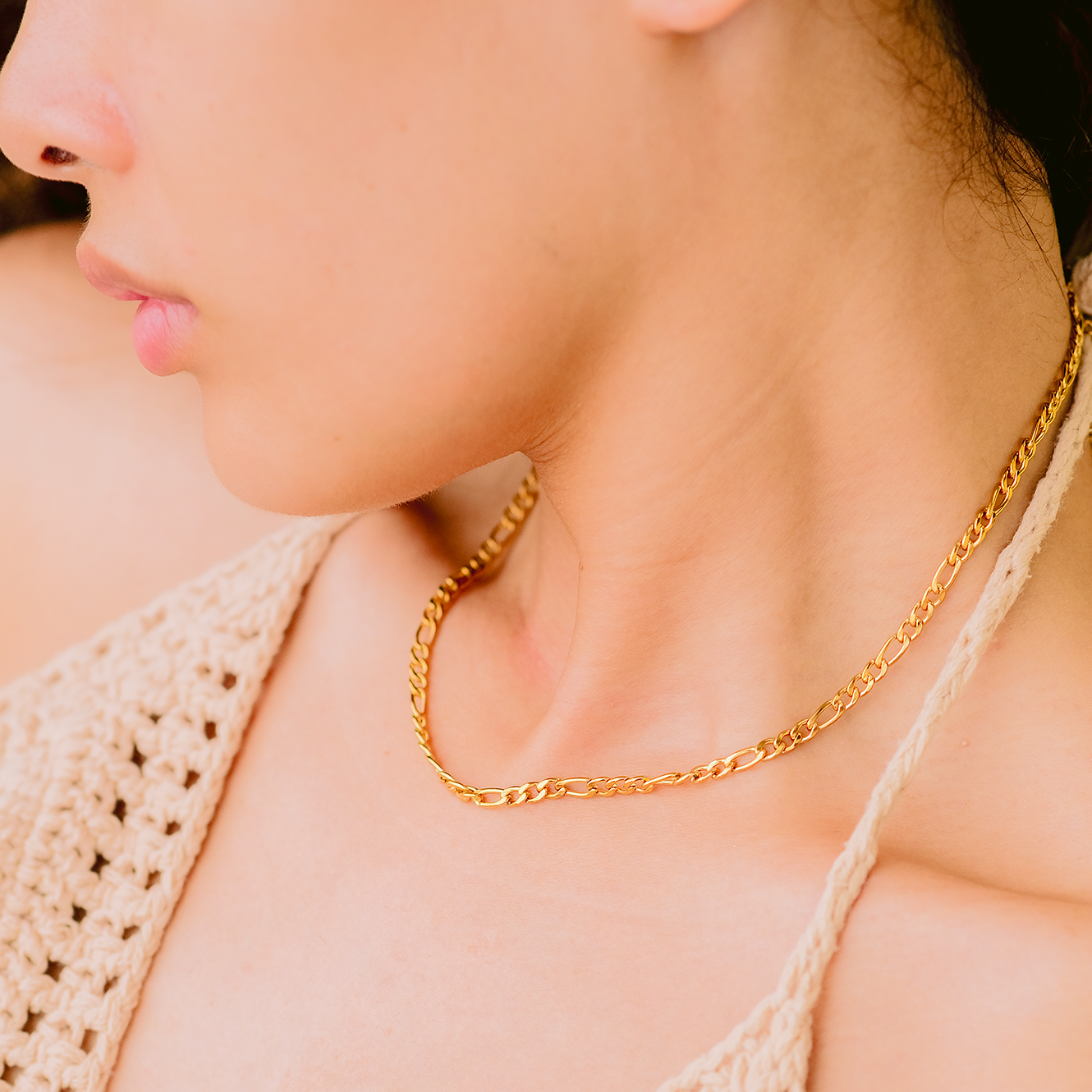 Modern Gold Chain Necklace with Adjustable Lengths – Hypoallergenic Stainless Steel-Plated 14k Gold 6