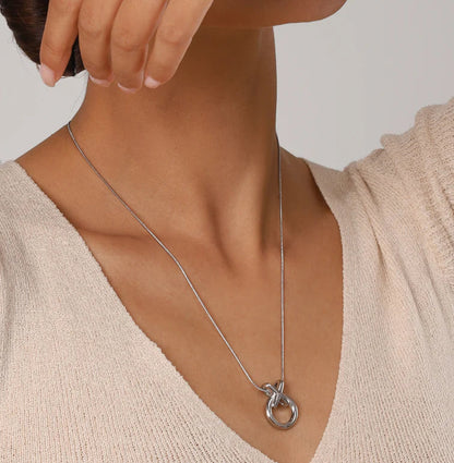 Modern Gold Necklace with Hoop Pendant – Hypoallergenic Stainless Steel, 20-Inch Length, Adjustable Fit 2