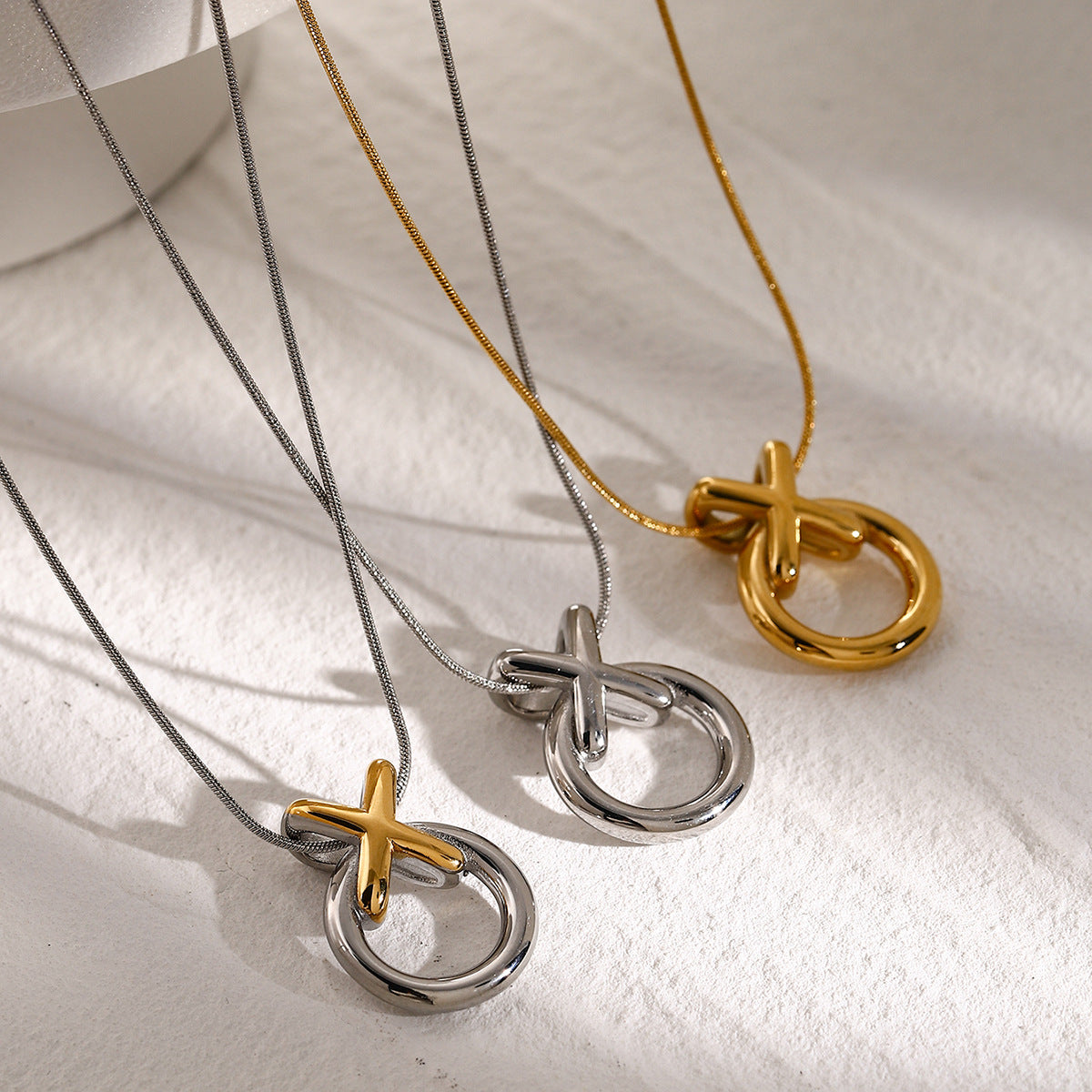 Modern Gold Necklace with Hoop Pendant – Hypoallergenic Stainless Steel, 20-Inch Length, Adjustable Fit 6