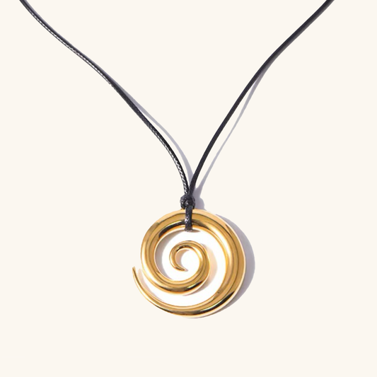 Modern Gold Spiral Pendant Necklace – Hypoallergenic Stainless Steel, 23 Inches, Lightweight and Durable 0