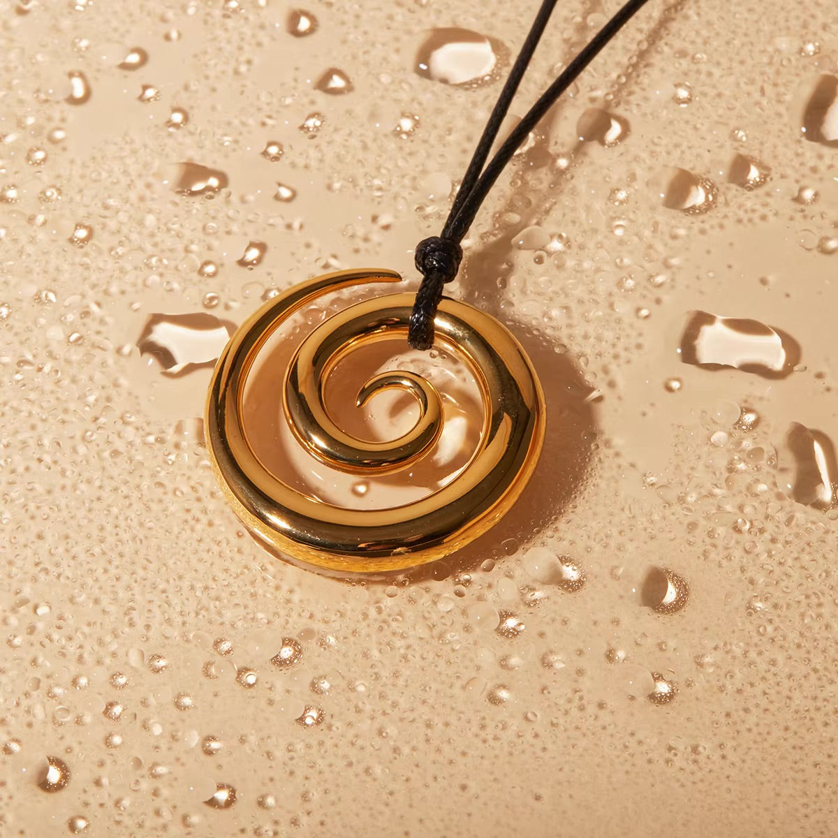 Modern Gold Spiral Pendant Necklace – Hypoallergenic Stainless Steel, 23 Inches, Lightweight and Durable 4
