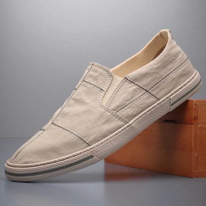 Men's Canvas Slip-On Shoes – front view | Hensley London