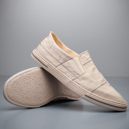 Men's Canvas Slip-On Shoes – side view | Hensley London