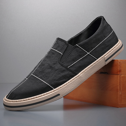 Men's Canvas Slip-On Shoes – heel view | Hensley London