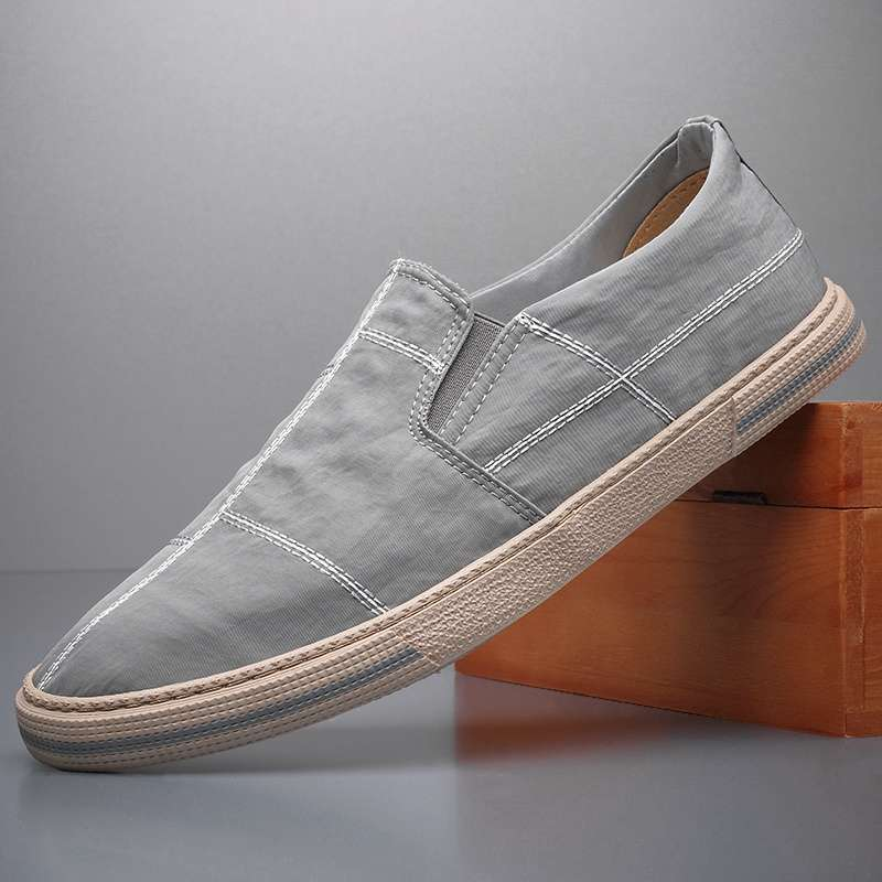 Men's Canvas Slip-On Shoes – detail view | Hensley London