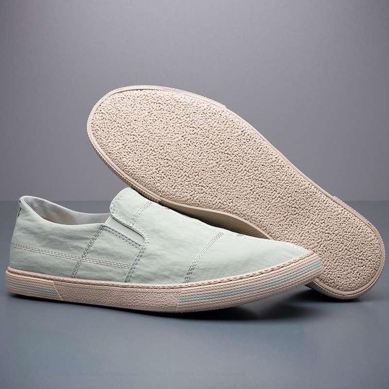 Men's Canvas Slip-On Shoes – close-up view | Hensley London