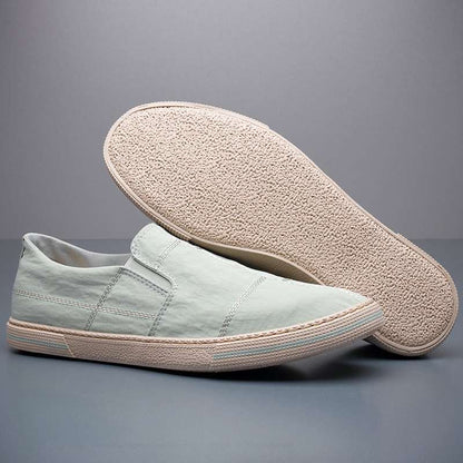 Men's Canvas Slip-On Shoes – close-up view | Hensley London