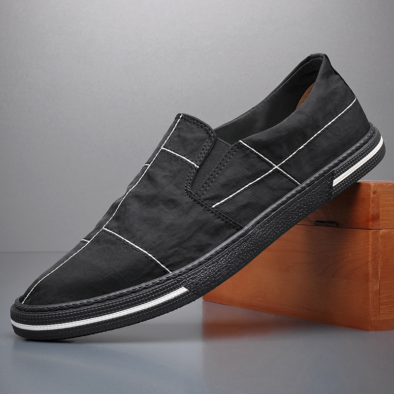 Men's Canvas Slip-On Shoes – profile view | Hensley London