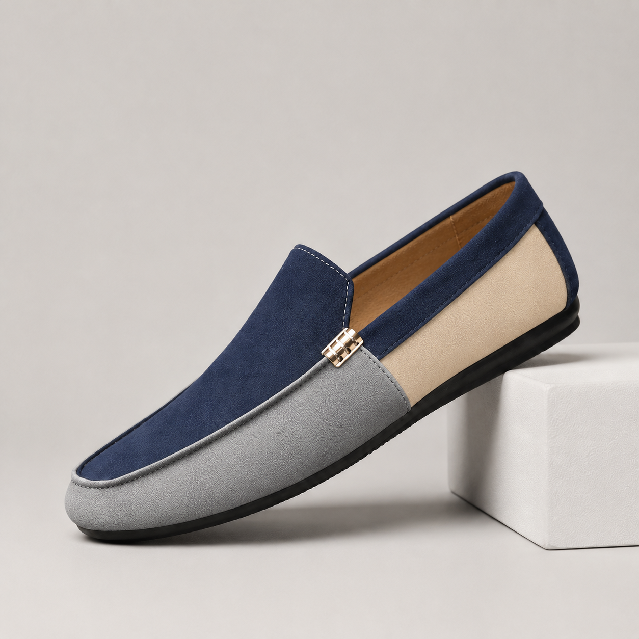 Men's Suede Colorblock Driving Loafers – top view | Hensley London