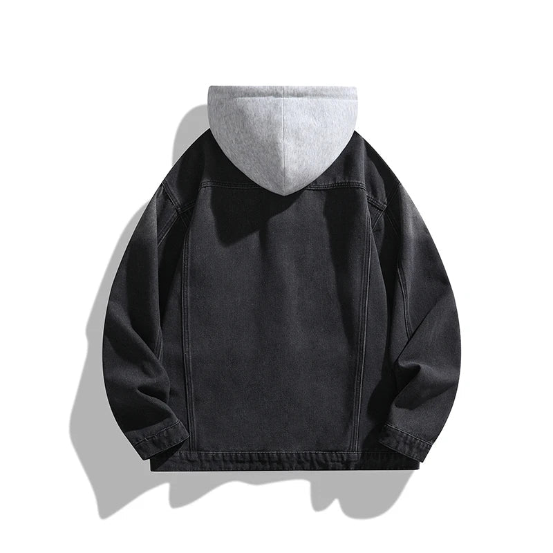 Men's Hooded Denim Jacket – detachable hood detail | Hensley London