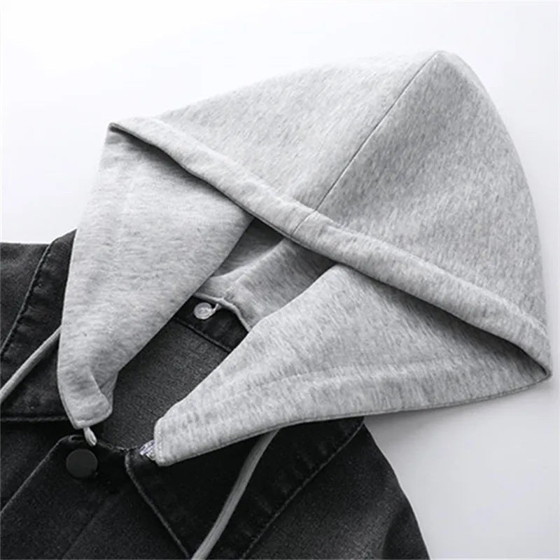 Men's Hooded Denim Jacket – button closure detail | Hensley London