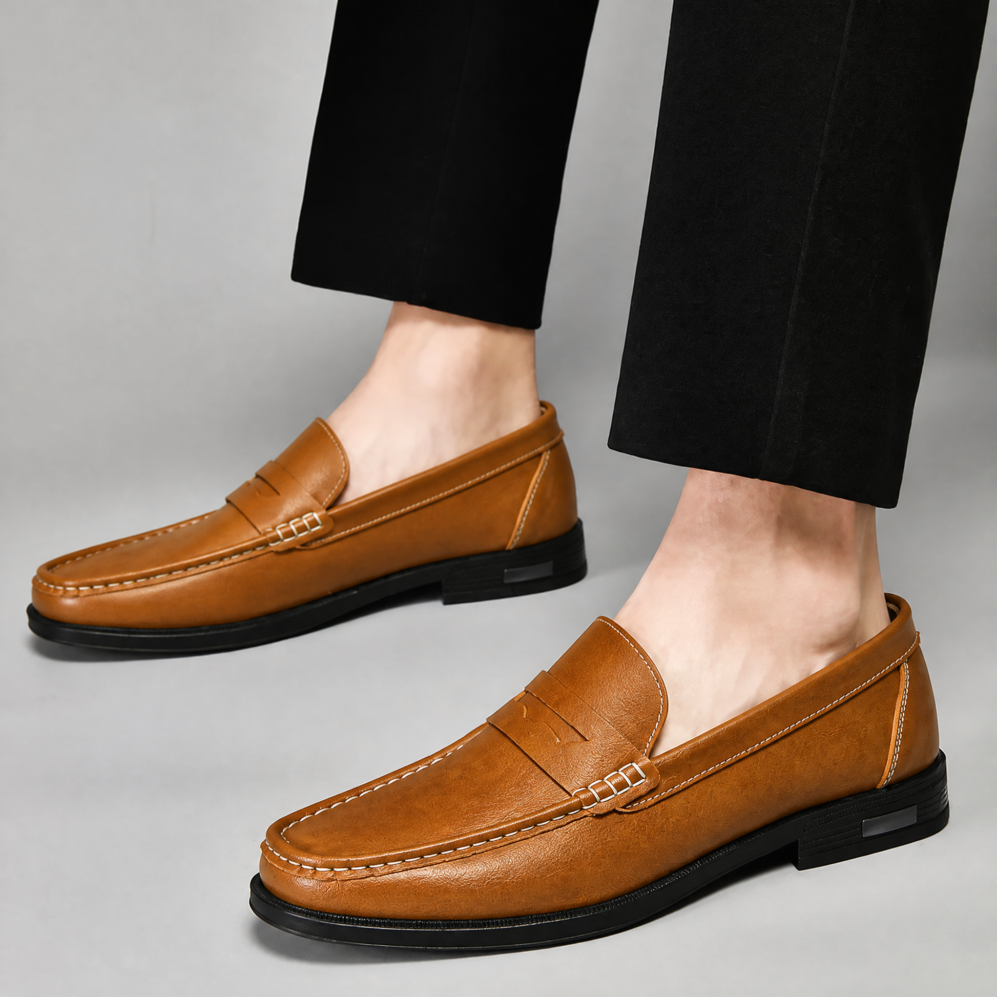 Men's Genuine Leather Penny Loafers – product view | Hensley London