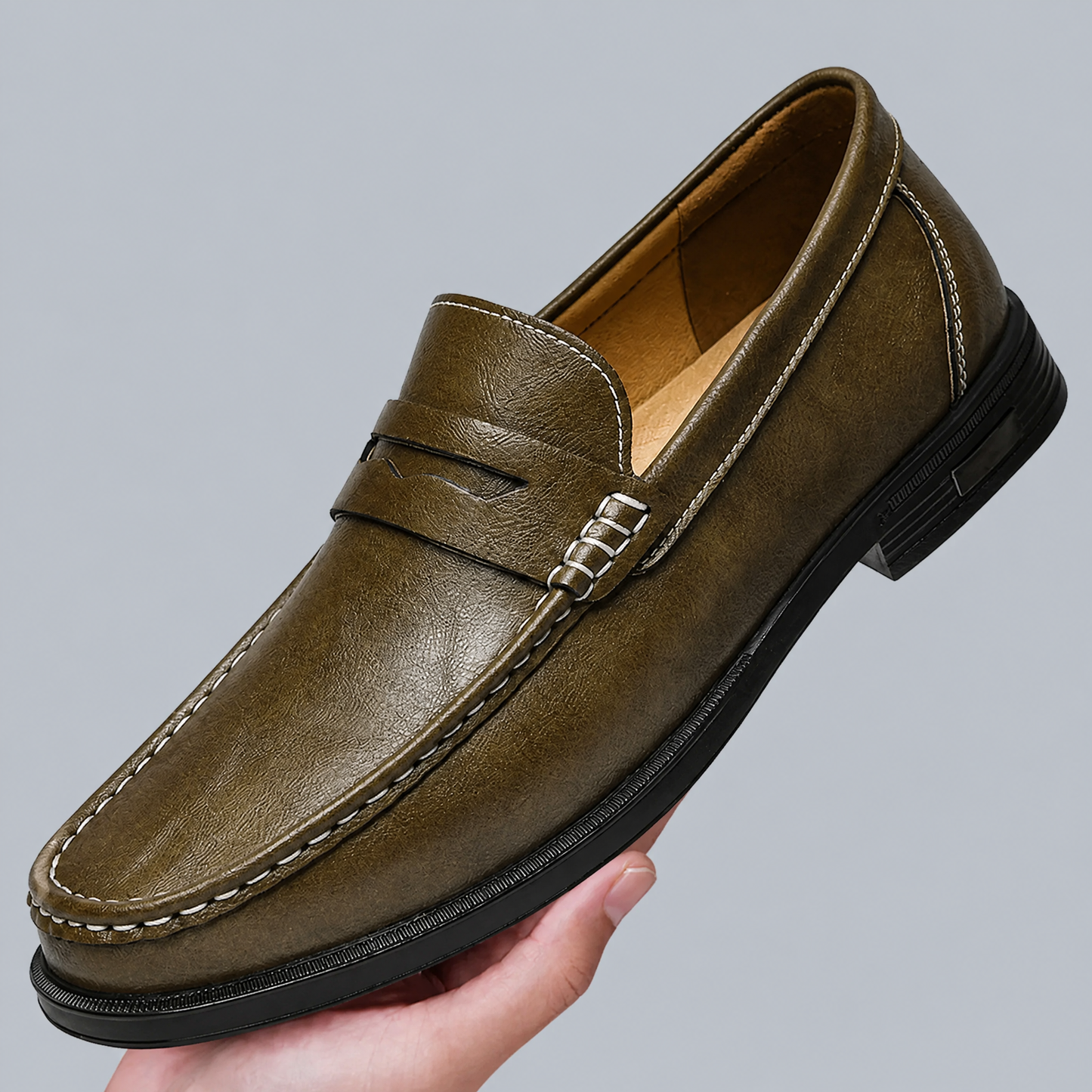 Men's Genuine Leather Penny Loafers – product view | Hensley London