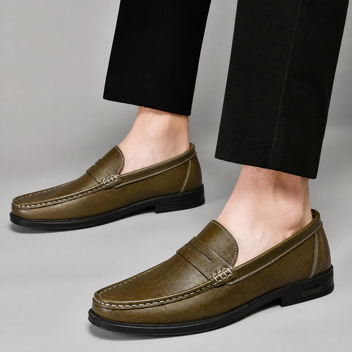 Men's Genuine Leather Penny Loafers – product view | Hensley London