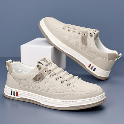 Men's Genuine Leather Sneakers in Brown – back view | Hensley London