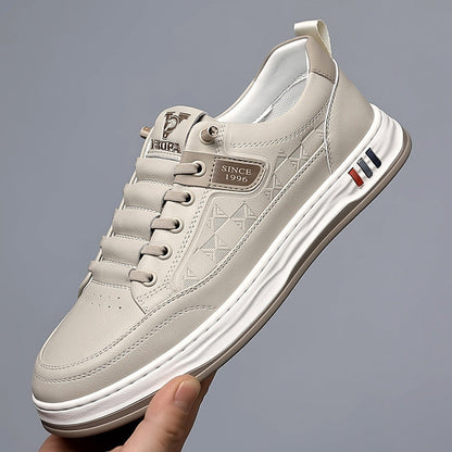 Men's Genuine Leather Sneakers in Brown – detail view | Hensley London
