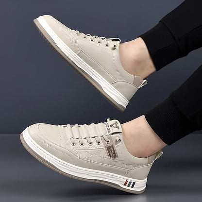 Men's Genuine Leather Sneakers in Brown – sole view | Hensley London