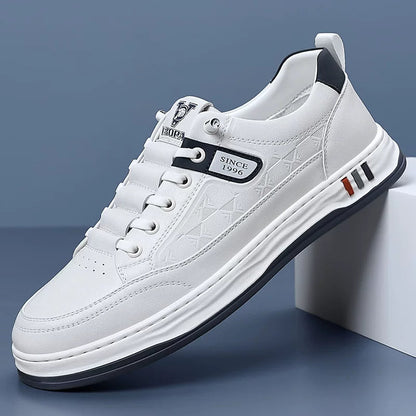 Men's Genuine Leather Sneakers in Brown – styled view | Hensley London