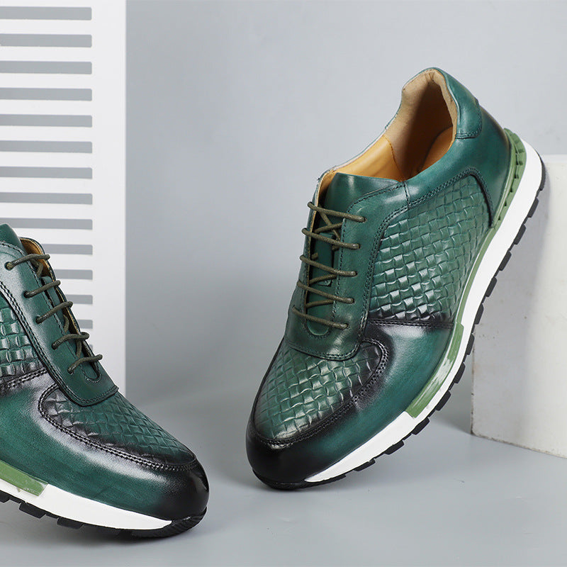 Men's Leather Low-Top Sneakers – detail view | Hensley London
