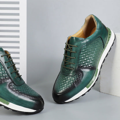 Men's Leather Low-Top Sneakers – detail view | Hensley London