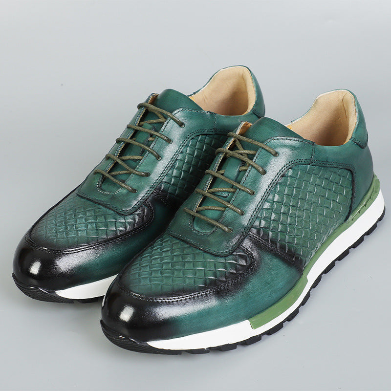 Men's Leather Low-Top Sneakers – side view | Hensley London