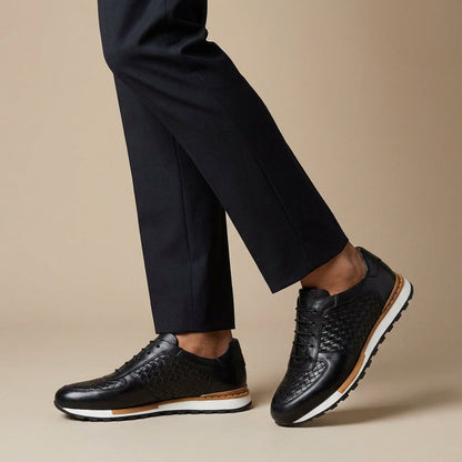Men's Leather Low-Top Sneakers – sole view | Hensley London