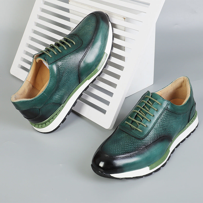 Men's Leather Low-Top Sneakers – back view | Hensley London