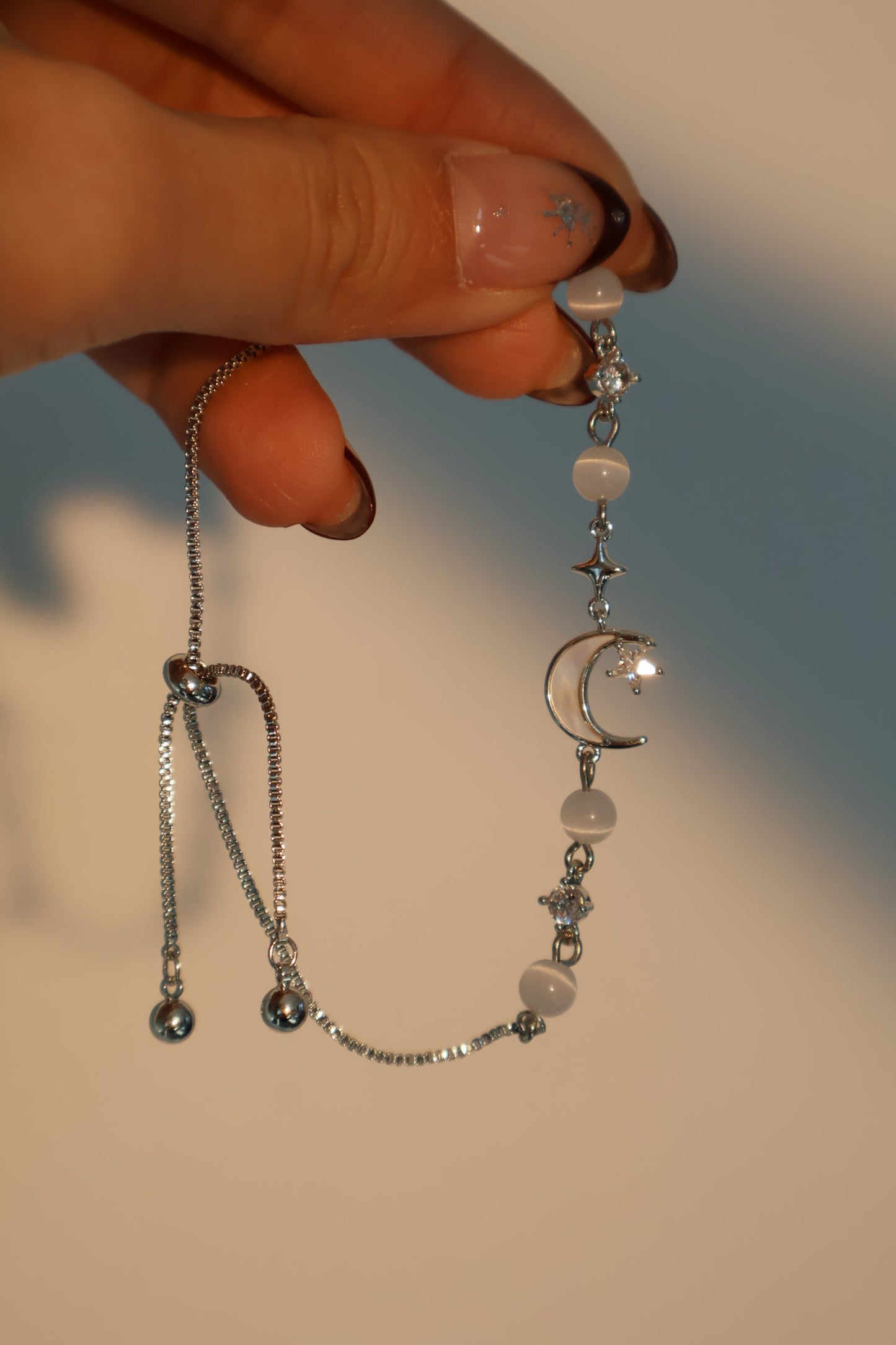 Unisex Bracelet Silver Zirconia Moon Star Adjustable Jewelry - 1