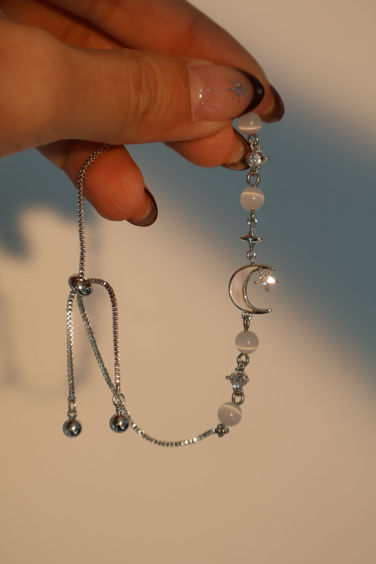Unisex Bracelet Silver Zirconia Moon Star Adjustable Jewelry - 1