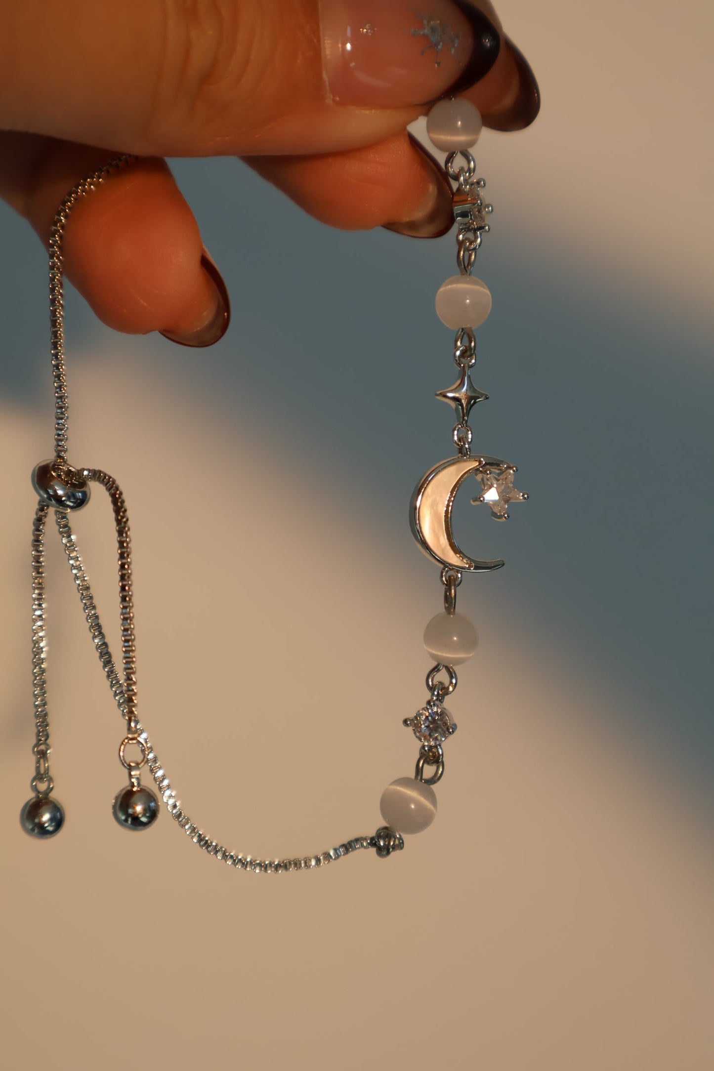 Unisex Bracelet Silver Zirconia Moon Star Adjustable Jewelry - 2