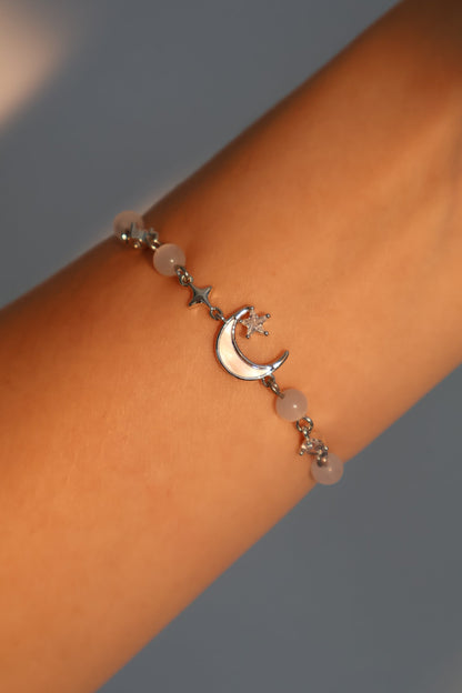 Unisex Bracelet Silver Zirconia Moon Star Adjustable Jewelry - 3