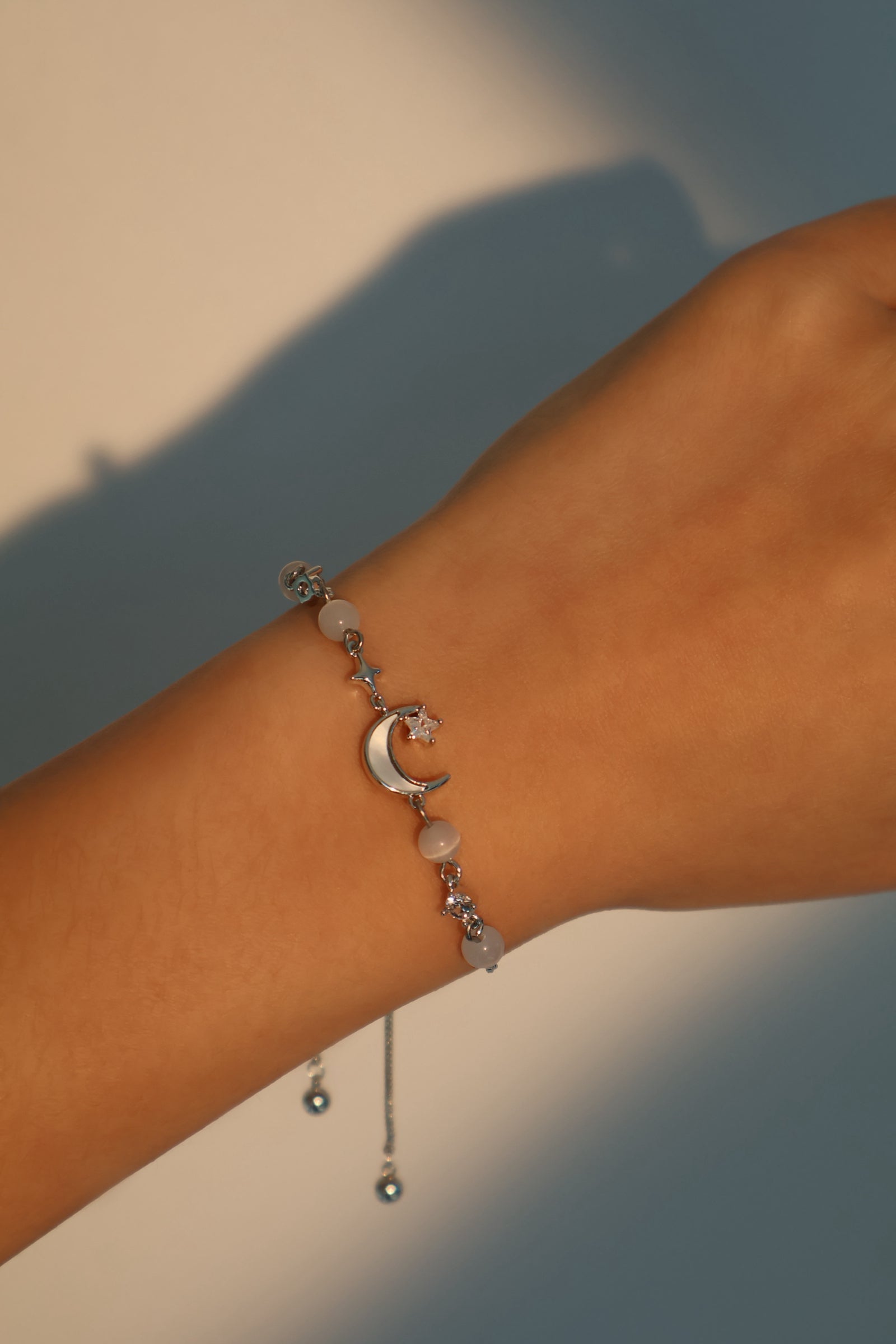 Unisex Bracelet Silver Zirconia Moon Star Adjustable Jewelry - 5