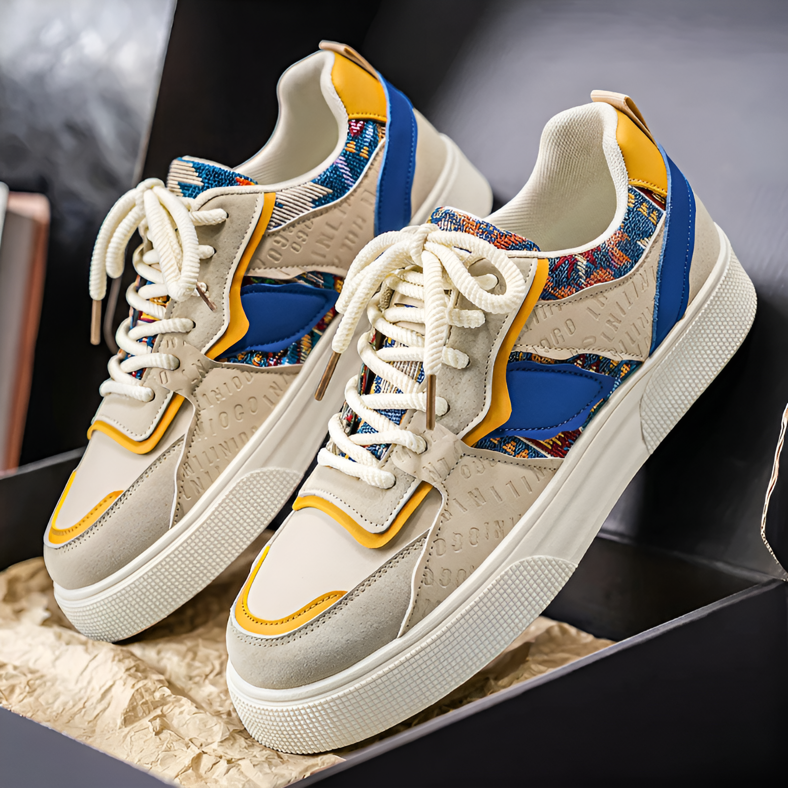 Men's Suede Patchwork Court Sneakers – product view | Hensley London