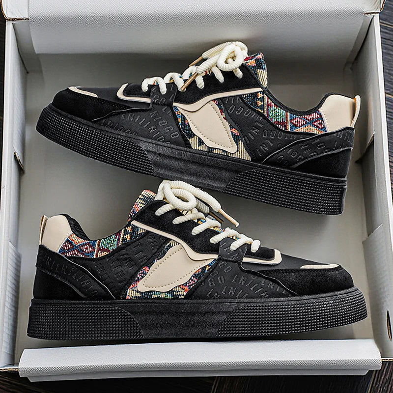 Men's Suede Patchwork Court Sneakers – product view | Hensley London