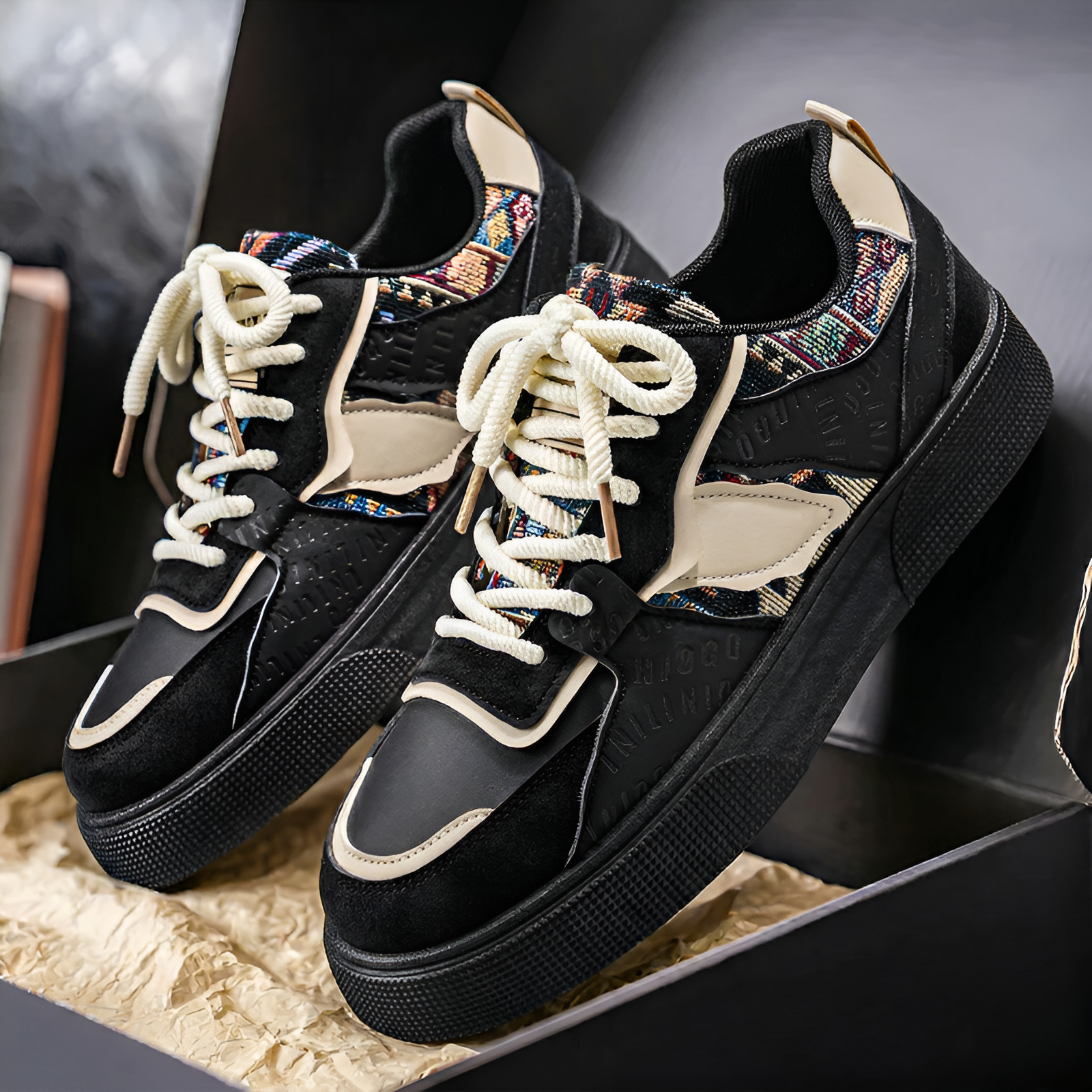 Men's Suede Patchwork Court Sneakers – product view | Hensley London