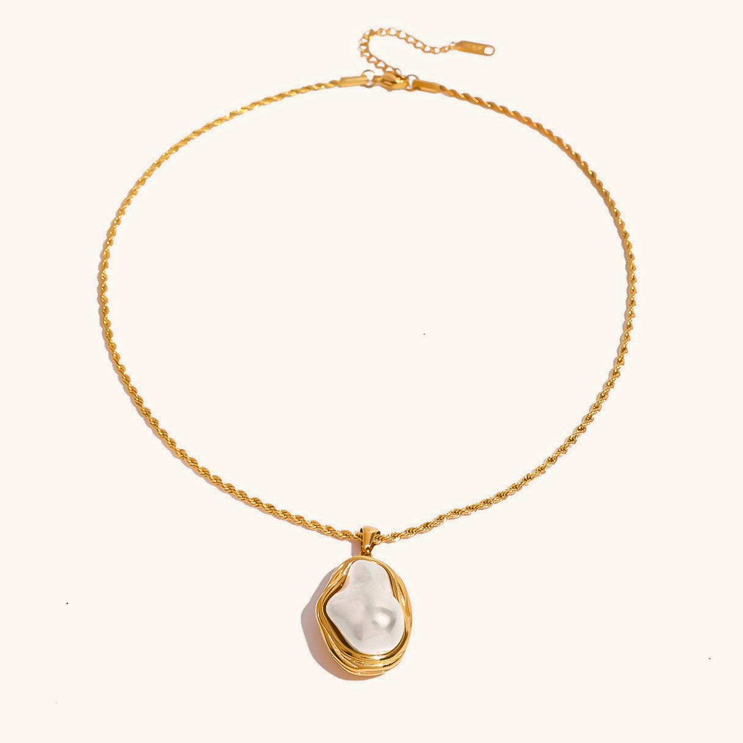 Mother of Pearl Pendant Necklace in Gold Setting – Waterproof and Hypoallergenic Jewelry 0