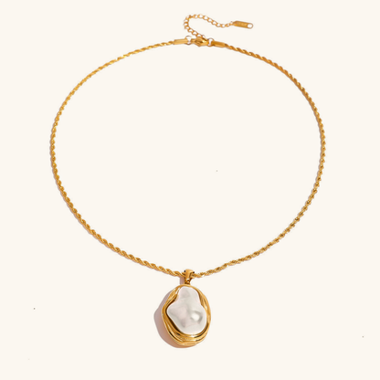 Mother of Pearl Pendant Necklace in Gold Setting – Waterproof and Hypoallergenic Jewelry 0