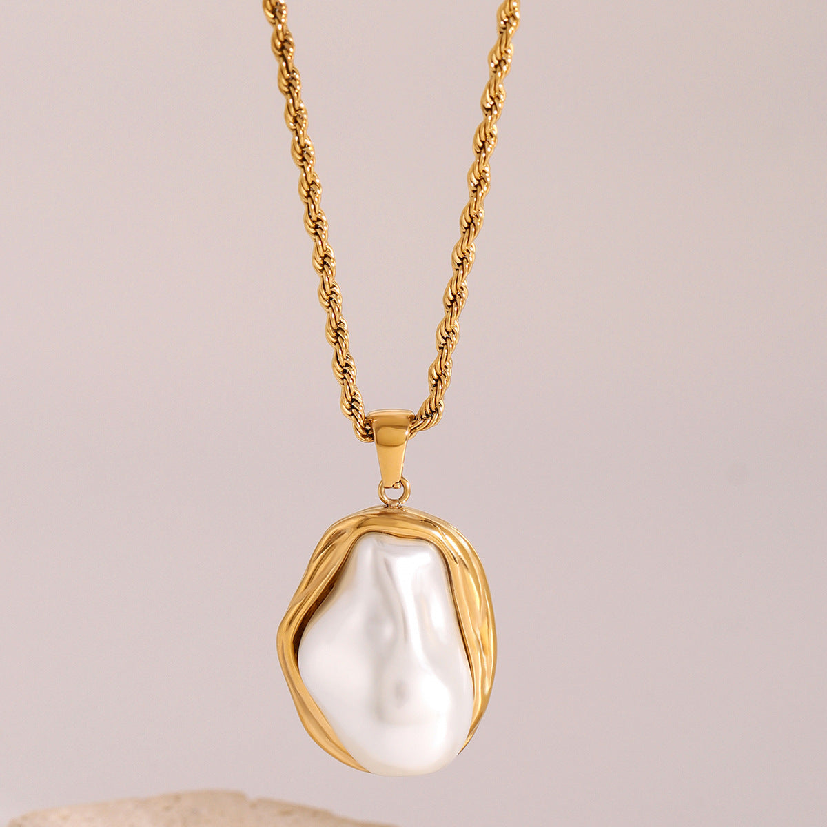 Mother of Pearl Pendant Necklace in Gold Setting – Waterproof and Hypoallergenic Jewelry 4