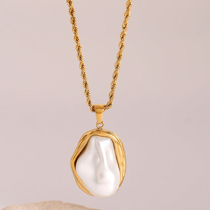 Mother of Pearl Pendant Necklace in Gold Setting – Waterproof and Hypoallergenic Jewelry 4